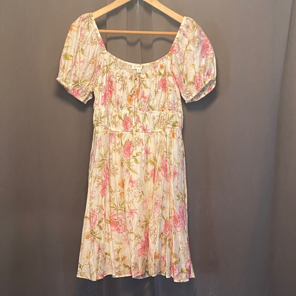 Blu Pepper Floral Dress with Puff Sleeves